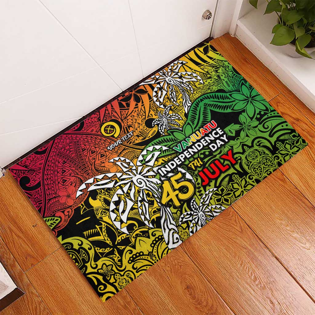 Personalized Vanuatu 45th Independence Anniversary Rubber Doormat Melanesian Pattern Reggae DT02 - Polynesian Pride