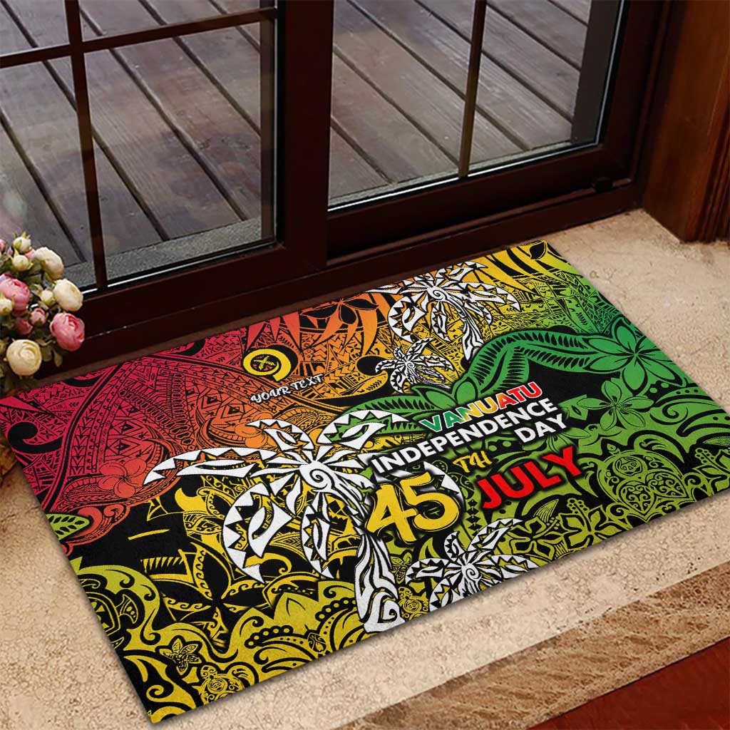 Personalized Vanuatu 45th Independence Anniversary Rubber Doormat Melanesian Pattern Reggae DT02 - Polynesian Pride