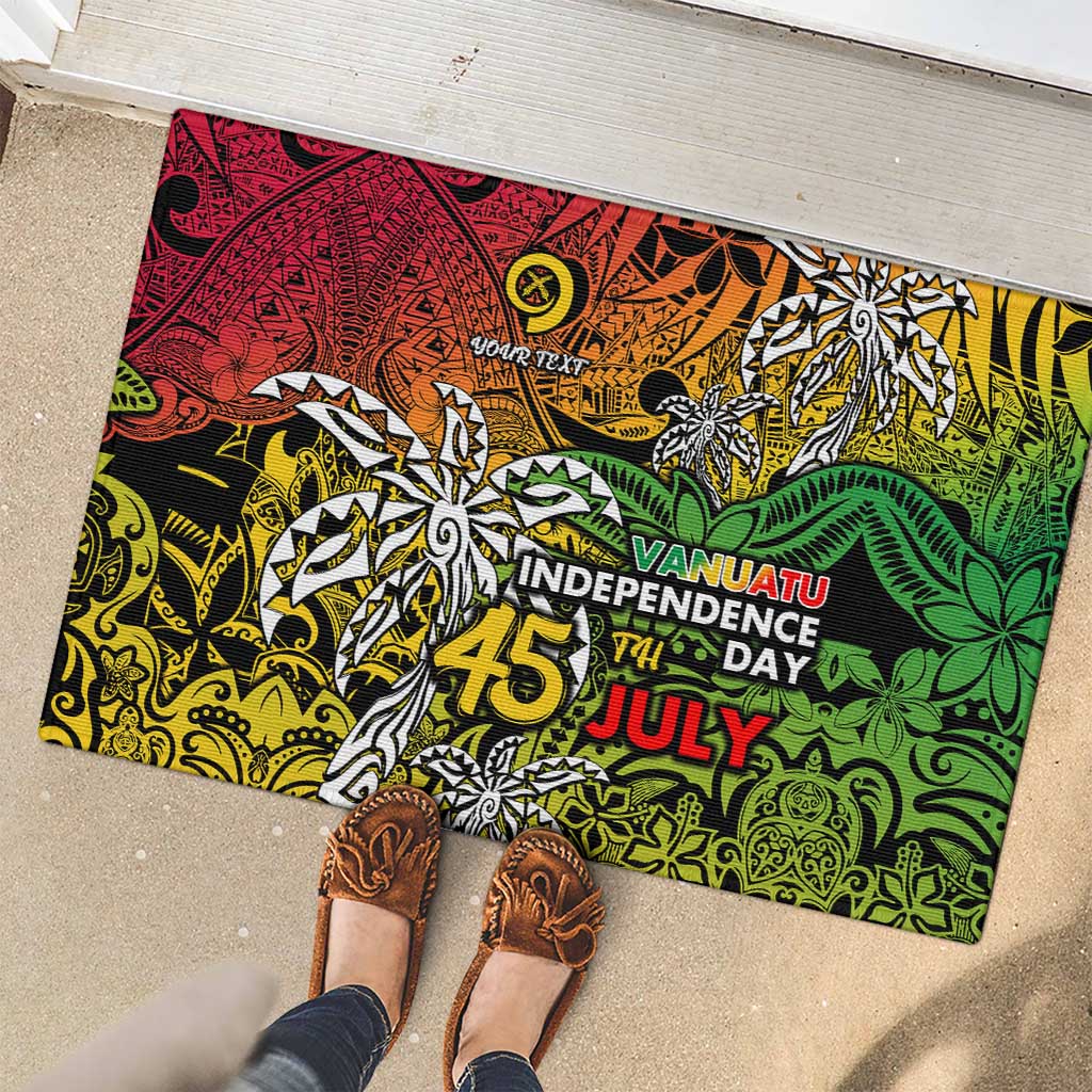 Personalized Vanuatu 45th Independence Anniversary Rubber Doormat Melanesian Pattern Reggae DT02 - Polynesian Pride