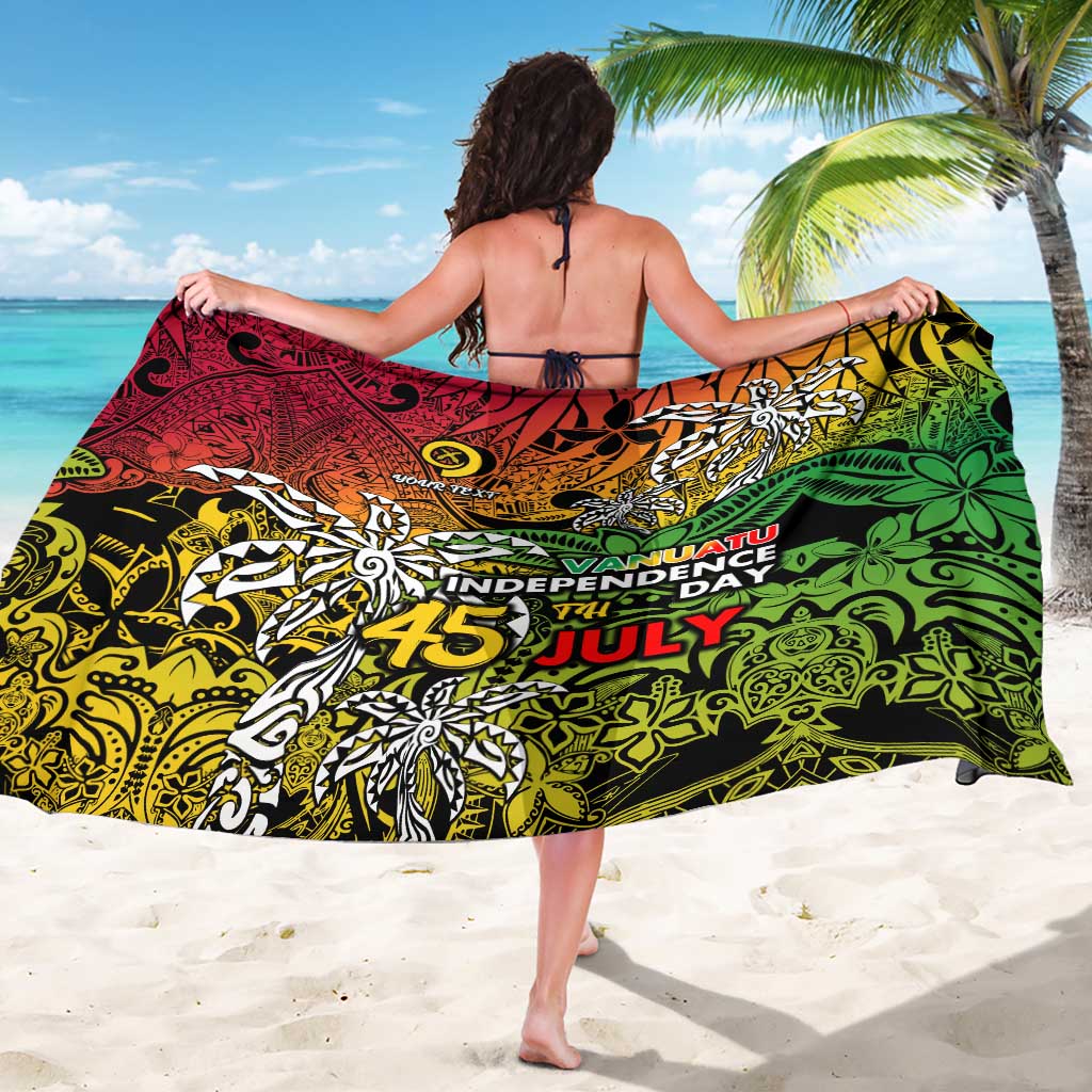 Personalized Vanuatu 45th Independence Anniversary Sarong Melanesian Pattern Reggae - Polynesian Pride
