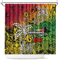 Personalized Vanuatu 45th Independence Anniversary Shower Curtain Melanesian Pattern Reggae - Polynesian Pride