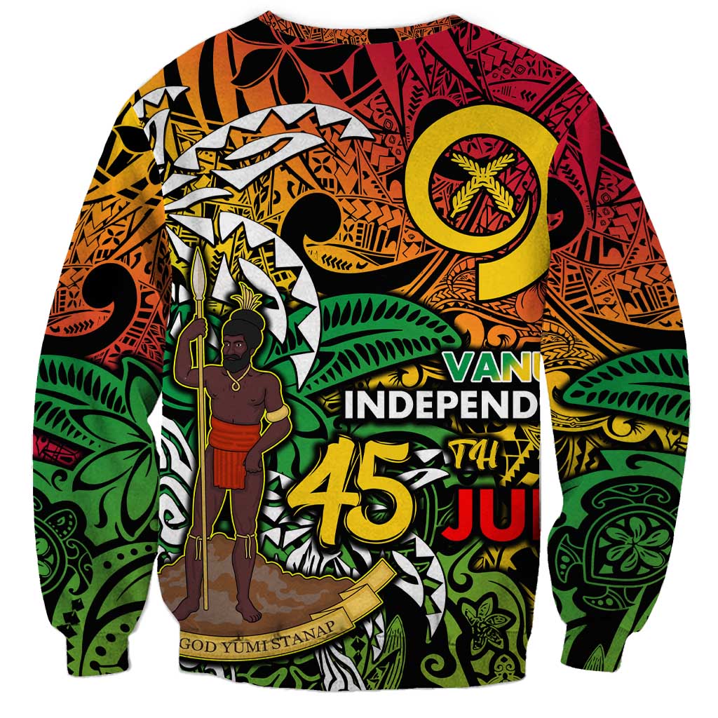 Personalized Vanuatu 45th Independence Anniversary Sweatshirt Melanesian Pattern Reggae DT02 - Polynesian Pride