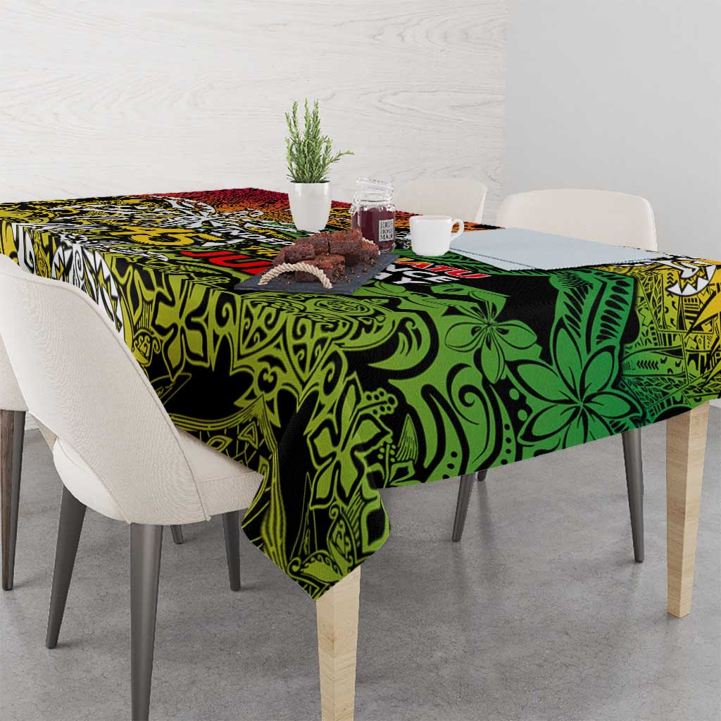 Personalized Vanuatu 45th Independence Anniversary Tablecloth Melanesian Pattern Reggae DT02 - Polynesian Pride
