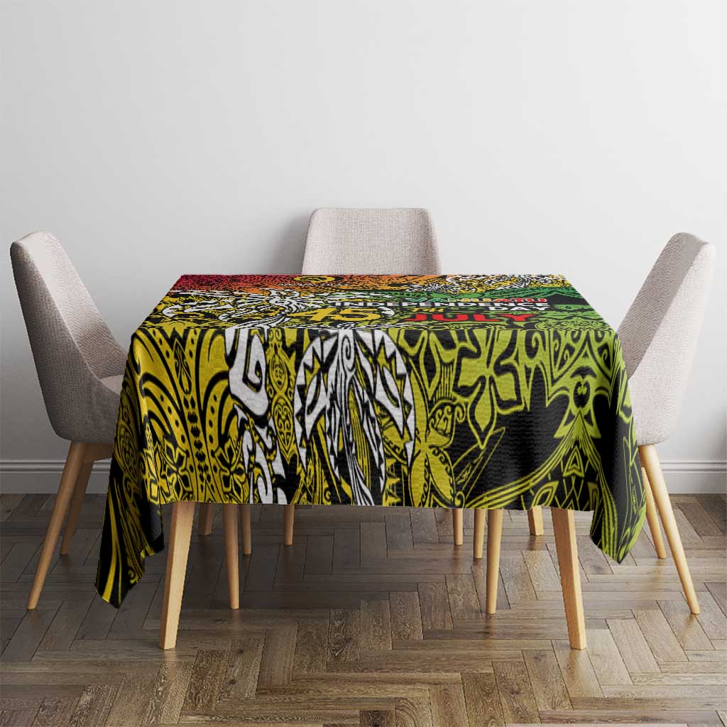 Personalized Vanuatu 45th Independence Anniversary Tablecloth Melanesian Pattern Reggae DT02 - Polynesian Pride