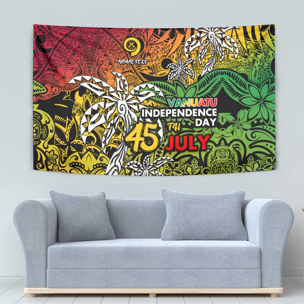 Personalized Vanuatu 45th Independence Anniversary Tapestry Melanesian Pattern Reggae - Polynesian Pride