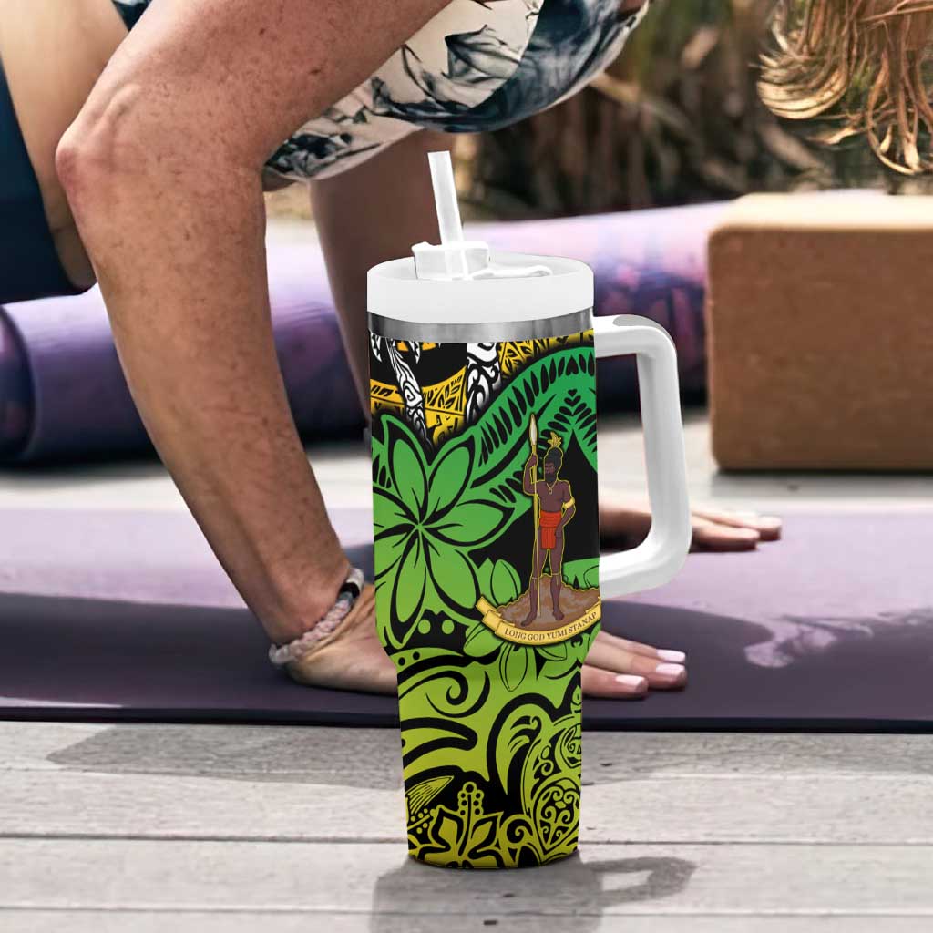 Vanuatu 45th Independence Anniversary Tumbler With Handle Melanesian Pattern Reggae - Polynesian Pride
