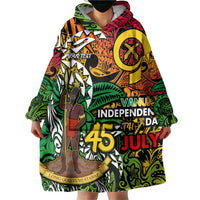 Personalized Vanuatu 45th Independence Anniversary Wearable Blanket Hoodie Melanesian Pattern Reggae - Polynesian Pride