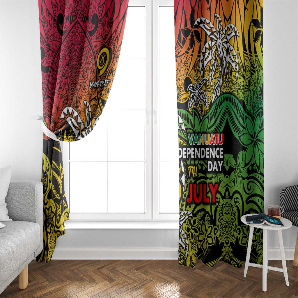 Personalized Vanuatu 45th Independence Anniversary Window Curtain Melanesian Pattern Reggae - Polynesian Pride