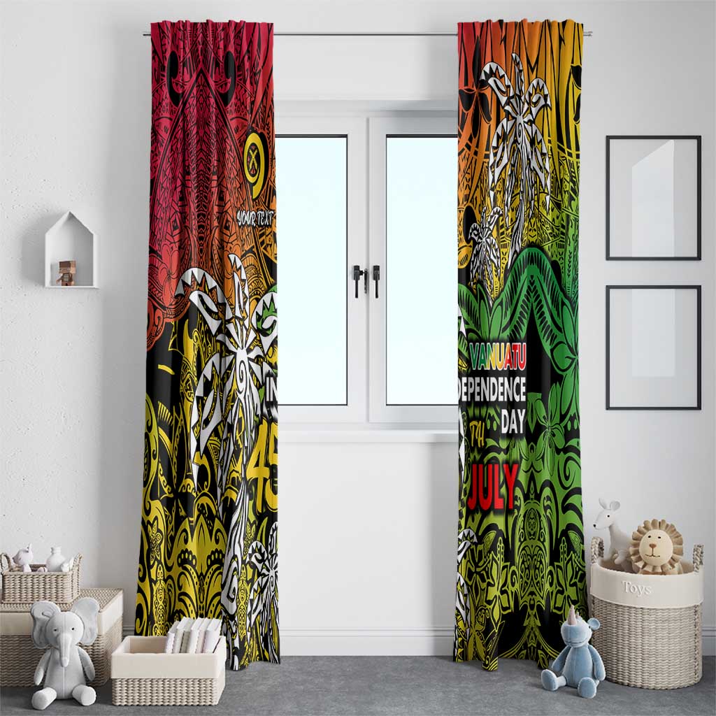 Personalized Vanuatu 45th Independence Anniversary Window Curtain Melanesian Pattern Reggae - Polynesian Pride