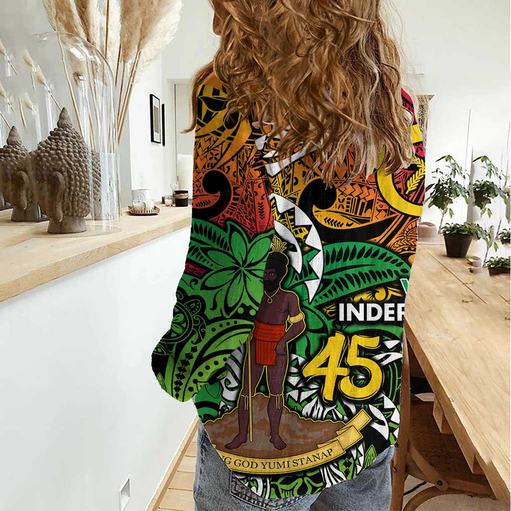 Personalized Vanuatu 45th Independence Anniversary Women Casual Shirt Melanesian Pattern Reggae - Polynesian Pride