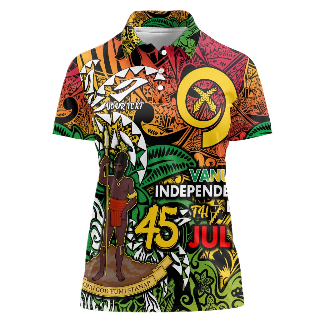Personalized Vanuatu 45th Independence Anniversary Women Polo Shirt Melanesian Pattern Reggae - Polynesian Pride