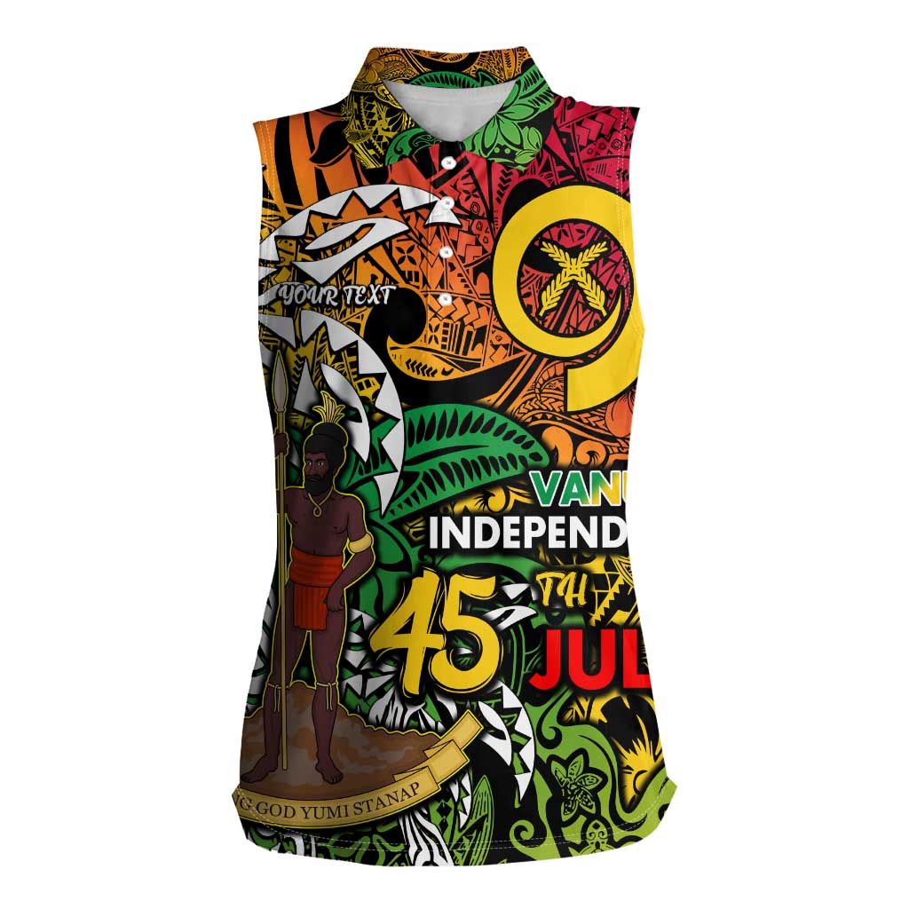 Personalized Vanuatu 45th Independence Anniversary Women Sleeveless Polo Shirt Melanesian Pattern Reggae DT02 Female Art - Polynesian Pride
