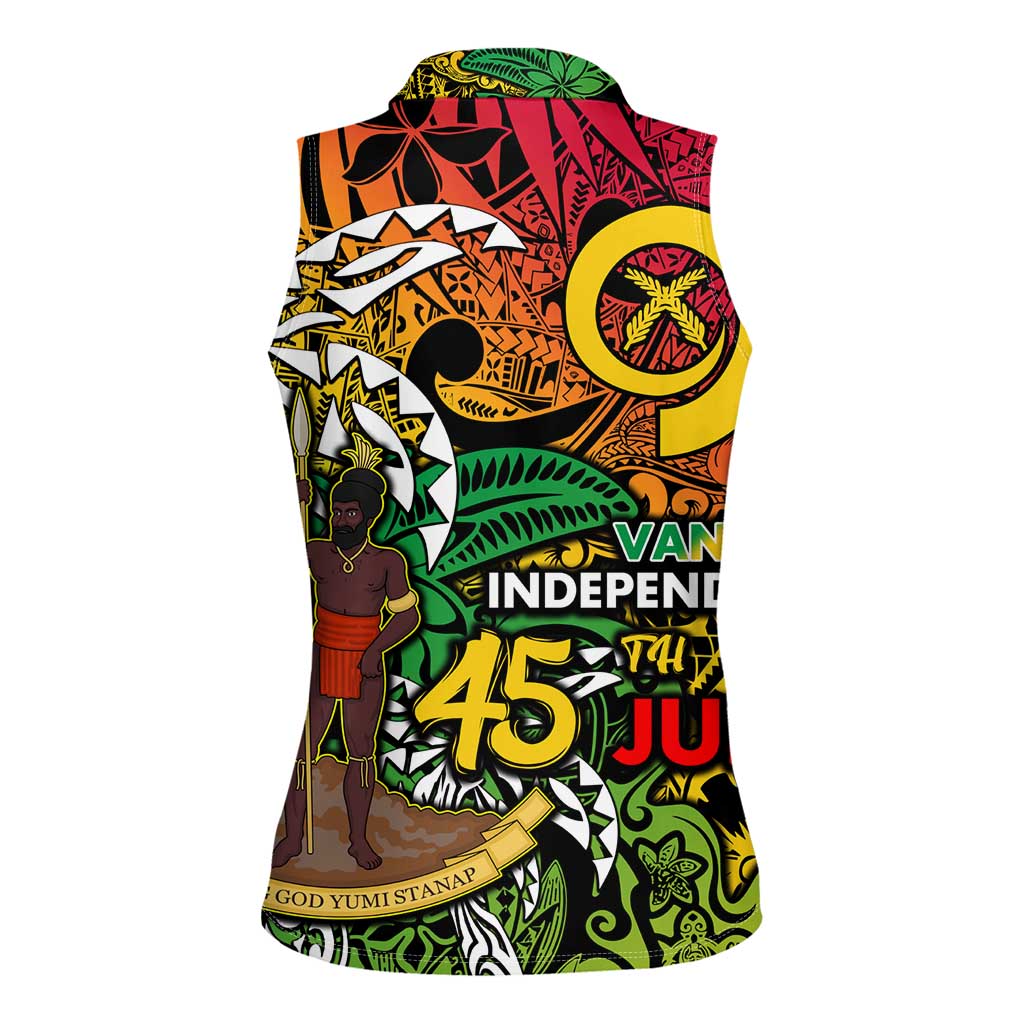 Personalized Vanuatu 45th Independence Anniversary Women Sleeveless Polo Shirt Melanesian Pattern Reggae DT02 - Polynesian Pride