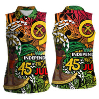 Personalized Vanuatu 45th Independence Anniversary Women Sleeveless Polo Shirt Melanesian Pattern Reggae DT02 - Polynesian Pride