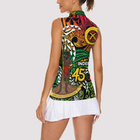 Personalized Vanuatu 45th Independence Anniversary Women Sleeveless Polo Shirt Melanesian Pattern Reggae DT02 - Polynesian Pride