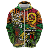Personalized Vanuatu 45th Independence Anniversary Zip Hoodie Melanesian Pattern Reggae - Polynesian Pride