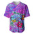 Personalized Dolphin Polynesia Baseball Jersey Hibiscus Tropical Wave - Purple Vibes