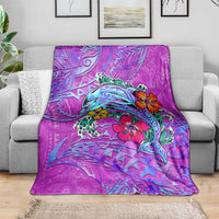 Dolphin Polynesia Blanket Hibiscus Tropical Wave - Purple Vibes DT02 - Polynesian Pride