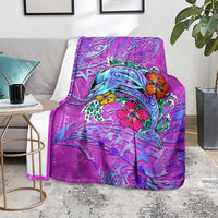 Dolphin Polynesia Blanket Hibiscus Tropical Wave - Purple Vibes DT02 - Polynesian Pride