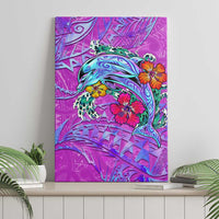Dolphin Polynesia Canvas Wall Art Hibiscus Tropical Wave - Purple Vibes DT02 - Polynesian Pride