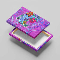 Dolphin Polynesia Canvas Wall Art Hibiscus Tropical Wave - Purple Vibes DT02 - Polynesian Pride