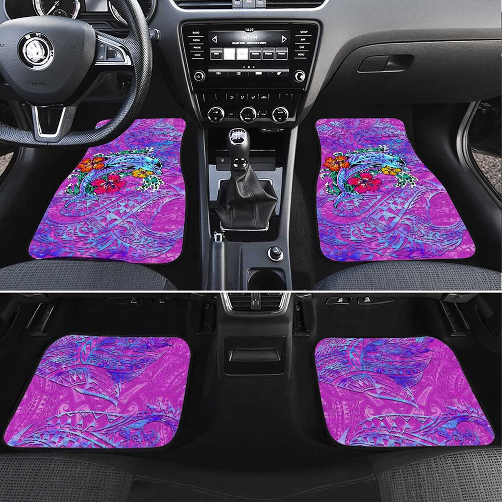Dolphin Polynesia Car Mats Hibiscus Tropical Wave - Purple Vibes DT02 Set 4pcs Purple - Polynesian Pride