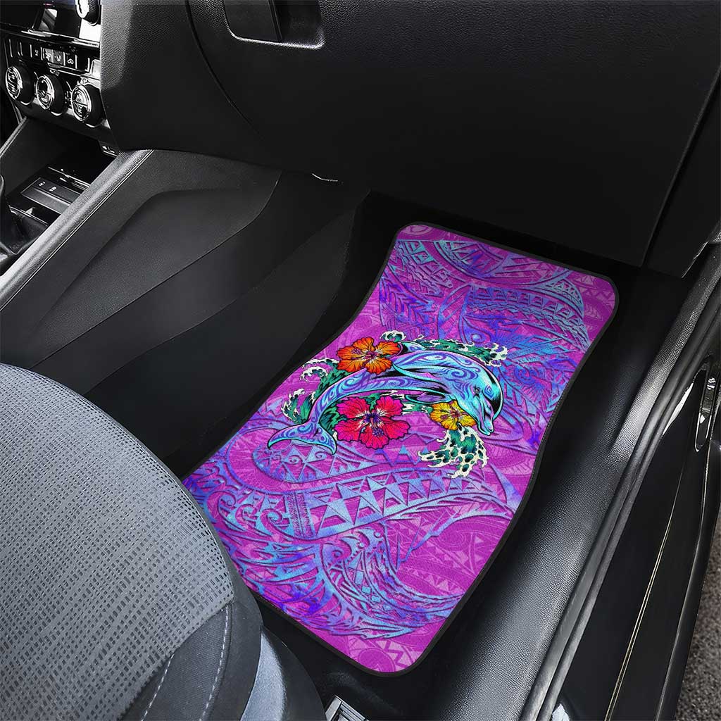 Dolphin Polynesia Car Mats Hibiscus Tropical Wave - Purple Vibes DT02 - Polynesian Pride