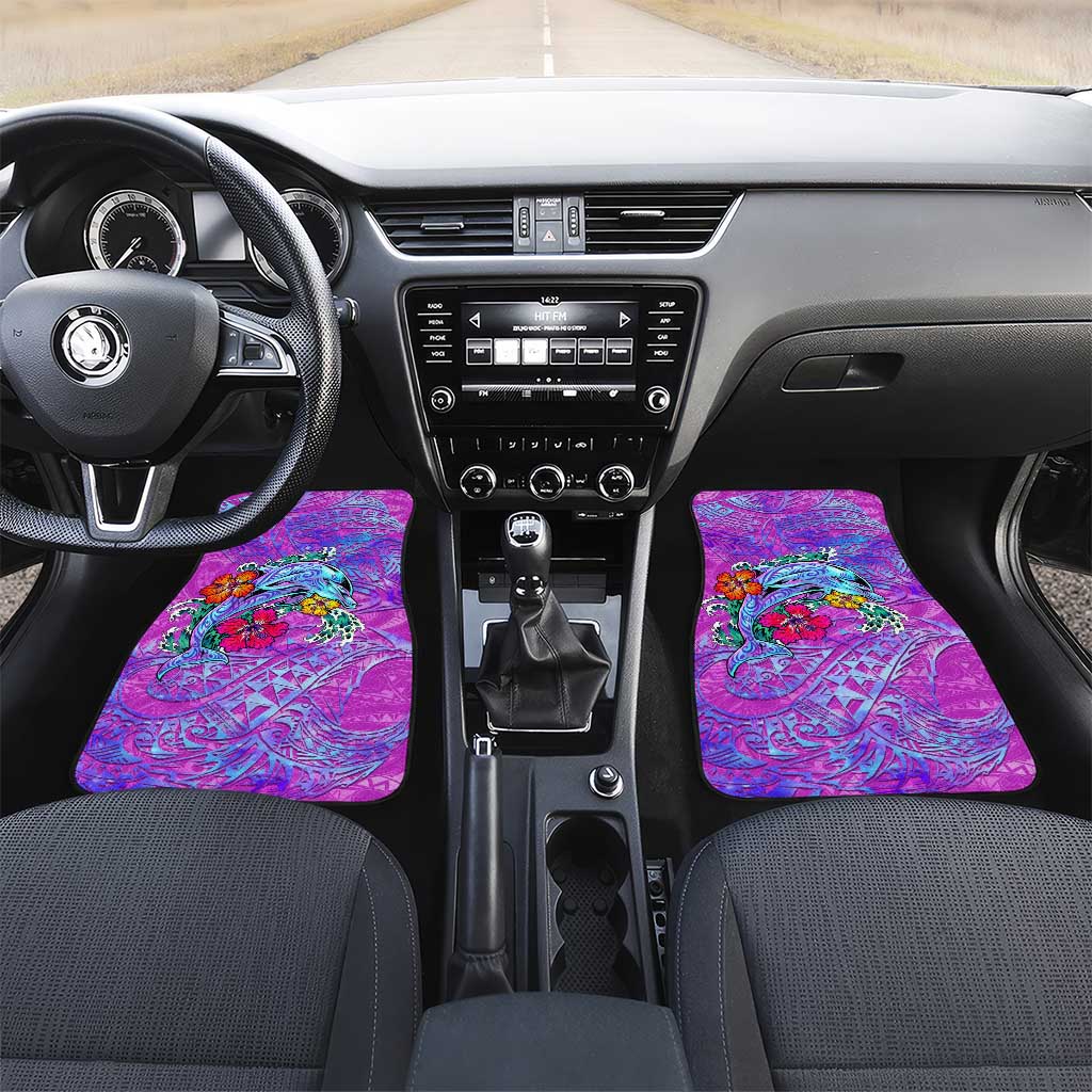 Dolphin Polynesia Car Mats Hibiscus Tropical Wave - Purple Vibes DT02 Set 2pcs - Front Purple - Polynesian Pride