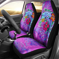 Dolphin Polynesia Car Seat Cover Hibiscus Tropical Wave - Purple Vibes
