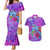 Personalized Dolphin Polynesia Couples Matching Mermaid Dress and Hawaiian Shirt Hibiscus Tropical Wave - Purple Vibes