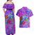 Personalized Dolphin Polynesia Couples Matching Off Shoulder Maxi Dress and Hawaiian Shirt Hibiscus Tropical Wave - Purple Vibes