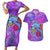 Personalized Dolphin Polynesia Couples Matching Short Sleeve Bodycon Dress and Hawaiian Shirt Hibiscus Tropical Wave - Purple Vibes