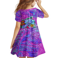 Dolphin Polynesia Family Matching Long Sleeve Bodycon Dress and Hawaiian Shirt Hibiscus Tropical Wave - Purple Vibes DT02 - Polynesian Pride