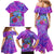 Personalized Dolphin Polynesia Family Matching Mermaid Dress and Hawaiian Shirt Hibiscus Tropical Wave - Purple Vibes