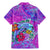 Personalized Dolphin Polynesia Family Matching Mermaid Dress and Hawaiian Shirt Hibiscus Tropical Wave - Purple Vibes