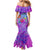 Personalized Dolphin Polynesia Family Matching Mermaid Dress and Hawaiian Shirt Hibiscus Tropical Wave - Purple Vibes