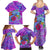 Personalized Dolphin Polynesia Family Matching Summer Maxi Dress and Hawaiian Shirt Hibiscus Tropical Wave - Purple Vibes