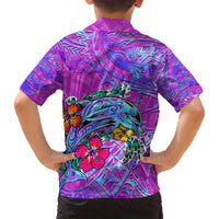 Dolphin Polynesia Family Matching Tank Maxi Dress and Hawaiian Shirt Hibiscus Tropical Wave - Purple Vibes DT02 - Polynesian Pride