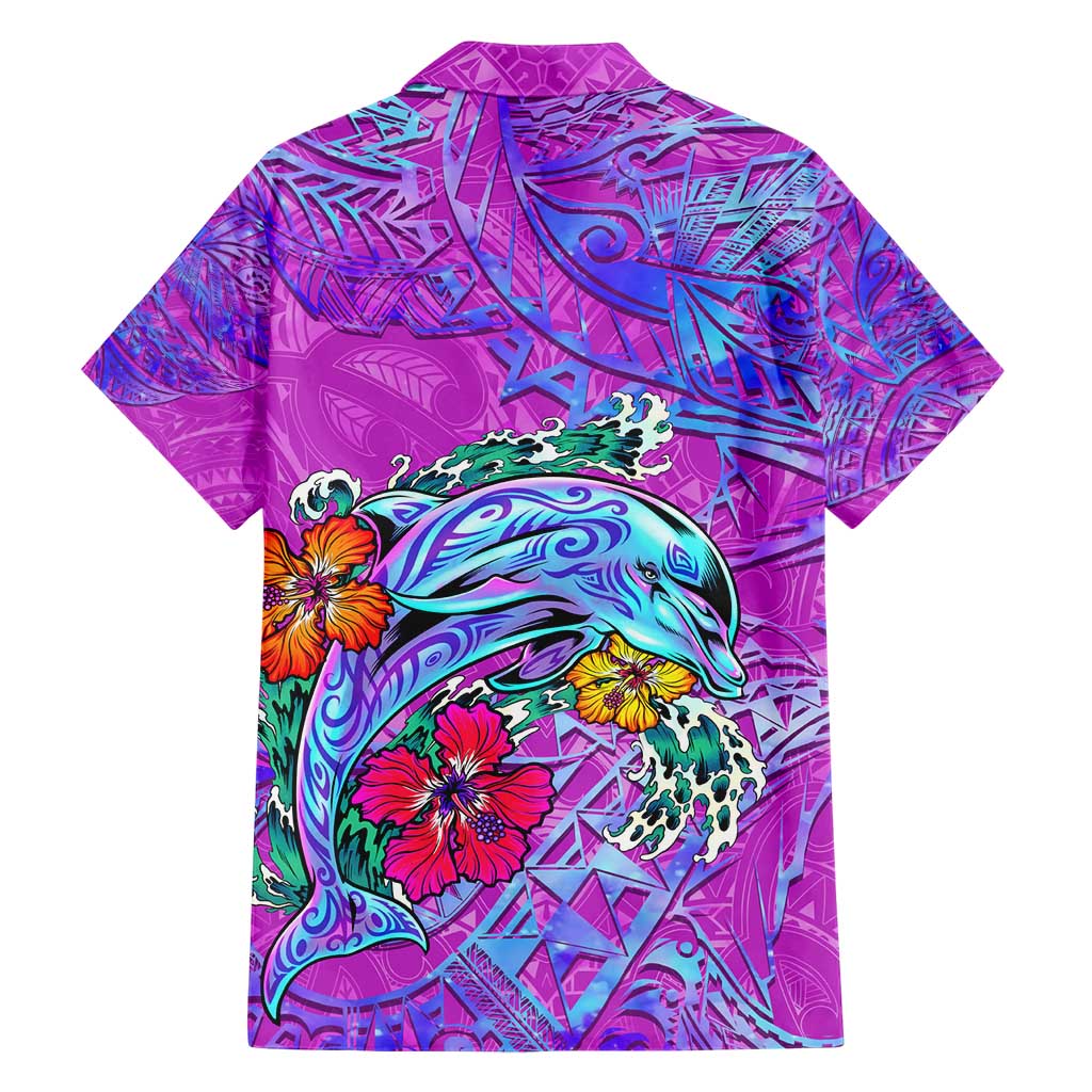 Dolphin Polynesia Hawaiian Shirt Hibiscus Tropical Wave - Purple Vibes DT02 - Polynesian Pride