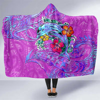 Dolphin Polynesia Hooded Blanket Hibiscus Tropical Wave - Purple Vibes DT02 One Size Purple - Polynesian Pride