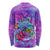 Personalized Dolphin Polynesia Long Sleeve Shirt Hibiscus Tropical Wave - Purple Vibes