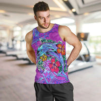 Dolphin Polynesia Men Tank Top Hibiscus Tropical Wave - Purple Vibes DT02 Purple - Polynesian Pride