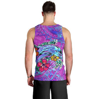 Dolphin Polynesia Men Tank Top Hibiscus Tropical Wave - Purple Vibes DT02 - Polynesian Pride
