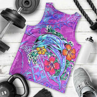 Dolphin Polynesia Men Tank Top Hibiscus Tropical Wave - Purple Vibes DT02 - Polynesian Pride