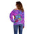 Personalized Dolphin Polynesia Off Shoulder Sweater Hibiscus Tropical Wave - Purple Vibes