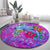 Dolphin Polynesia Round Carpet Hibiscus Tropical Wave - Purple Vibes