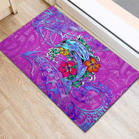 Dolphin Polynesia Rubber Doormat Hibiscus Tropical Wave - Purple Vibes DT02 - Polynesian Pride