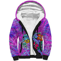 Dolphin Polynesia Sherpa Hoodie Hibiscus Tropical Wave - Purple Vibes DT02 Unisex Purple - Polynesian Pride