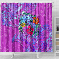 Dolphin Polynesia Shower Curtain Hibiscus Tropical Wave - Purple Vibes