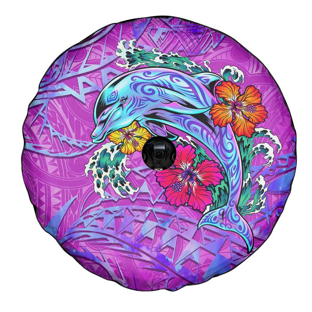 Dolphin Polynesia Spare Tire Cover Hibiscus Tropical Wave - Purple Vibes DT02 - Polynesian Pride